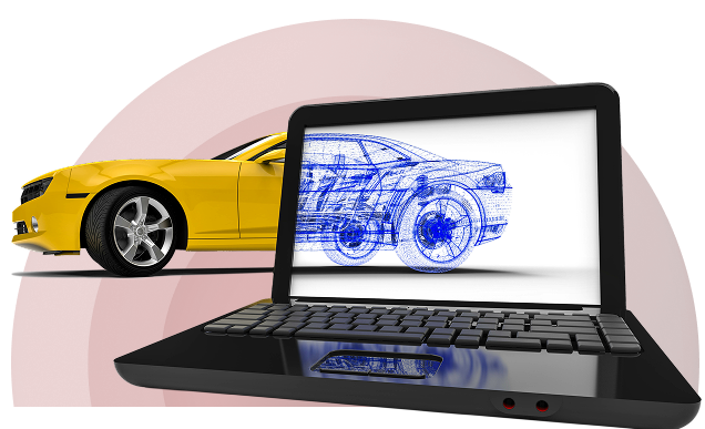 Laptop and a car