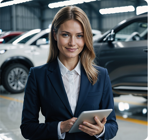 Woman in a car saloon