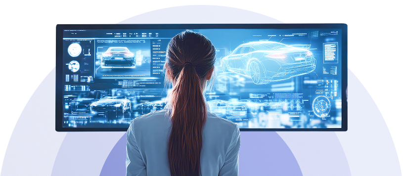 Woman watching screens
